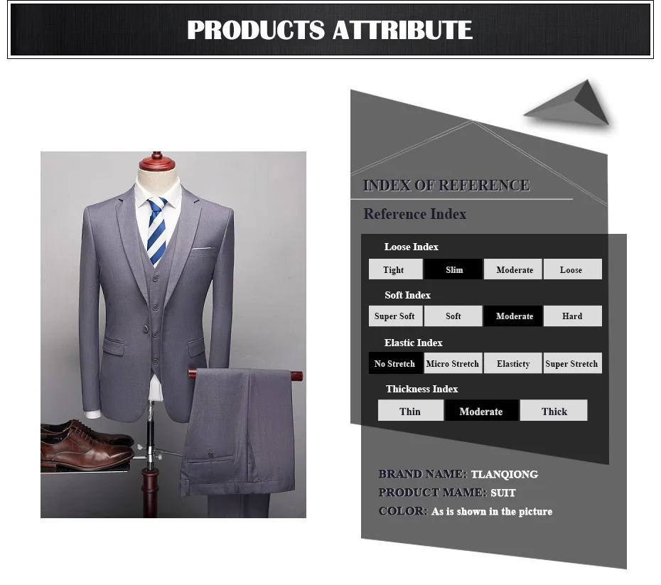 Fashion Blue 3 Piece Suit Men Korean Fashion Business Mens Suits
