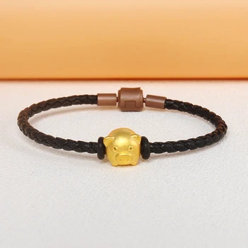 Pure 24K Yellow Gold 3D Craft Lovely Pig Bead with Cord Lucky Knitted Bracelet (Red or Black)
Pure 24K Yellow Gold 3D Craft Lovely Pig Bead with Cord Lucky Knitted Bracelet (Red or Black)