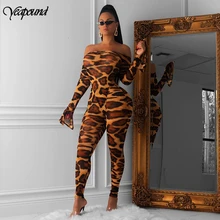 Een Stuk Off Schouder Snake Sexy Jumpsuit Vrouwen Elastische Off Shouder Bodycon Rompertjes Herfst Lange Mouw Volledige Lengte Jumpsuits(China)