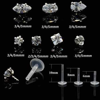 1Pc Bioplast Flexible 16G 6/8mm Ear Cartilage Tragus Piercing Body Jewelry Push-in Labret Lip Stud with Press Fit Steel Zircon
1Pc Bioplast Flexible 16G 6/8mm Ear Cartilage Tragus Piercing Body Jewelry Push-in Labret Lip Stud with Press Fit Steel Zircon