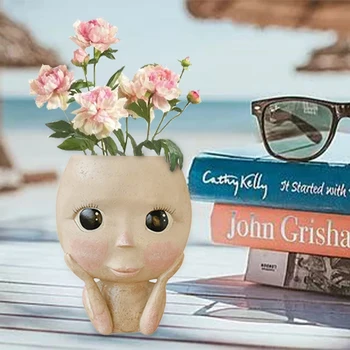 Portrait Flower Pot Human Face Vase Decor Big Eyes Doll Flowerpot Figure Sculpture Crafts Storage Flower Arrangement Container
Portrait Flower Pot Human Face Vase Decor Big Eyes Doll Flowerpot Figure Sculpture Crafts Storage Flower Arrangement Container