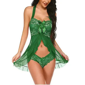 Hanging Neck Net Gauze Nightdress Women European American Perspective Solid Color Two-piece with Hot Underwear Free Shippipng
Hanging Neck Net Gauze Nightdress Women European American Perspective Solid Color Two-piece with Hot Underwear Free Shippipng