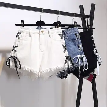 2019 Korean version of the new big size fat mm fur side tied with high-waisted denim shorts women's summer loose show thin broad
2019 Korean version of the new big size fat mm fur side tied with high-waisted denim shorts women's summer loose show thin broad