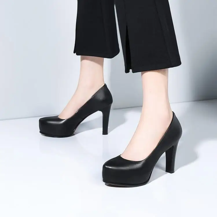 Work shoes super high heel single shoe waterproof platform shallow thick heel female upper layer cowhide 9.5cm
Work shoes super high heel single shoe waterproof platform shallow thick heel female upper layer cowhide 9.5cm