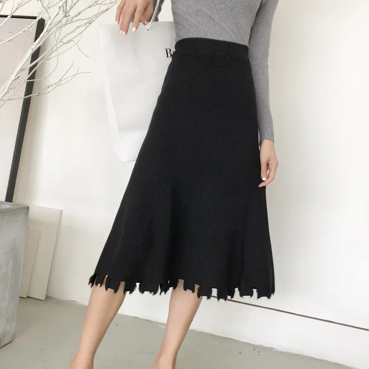 Autumn And Winter CHIC Elegant Elastic Waist Knitted Skirt A- line Skirt Hem with Holes High-waisted Mid-length Wool Skirt Fashi
Autumn And Winter CHIC Elegant Elastic Waist Knitted Skirt A- line Skirt Hem with Holes High-waisted Mid-length Wool Skirt Fashi