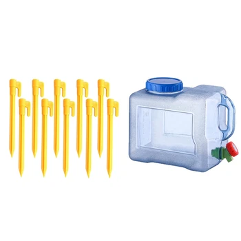 1x Plastic Water Can Easily Water Tank with Faucet - 8L & 10Pcs Camping Tools Plastic Tent Pegs Nails Yellow
1x Plastic Water Can Easily Water Tank with Faucet - 8L & 10Pcs Camping Tools Plastic Tent Pegs Nails Yellow