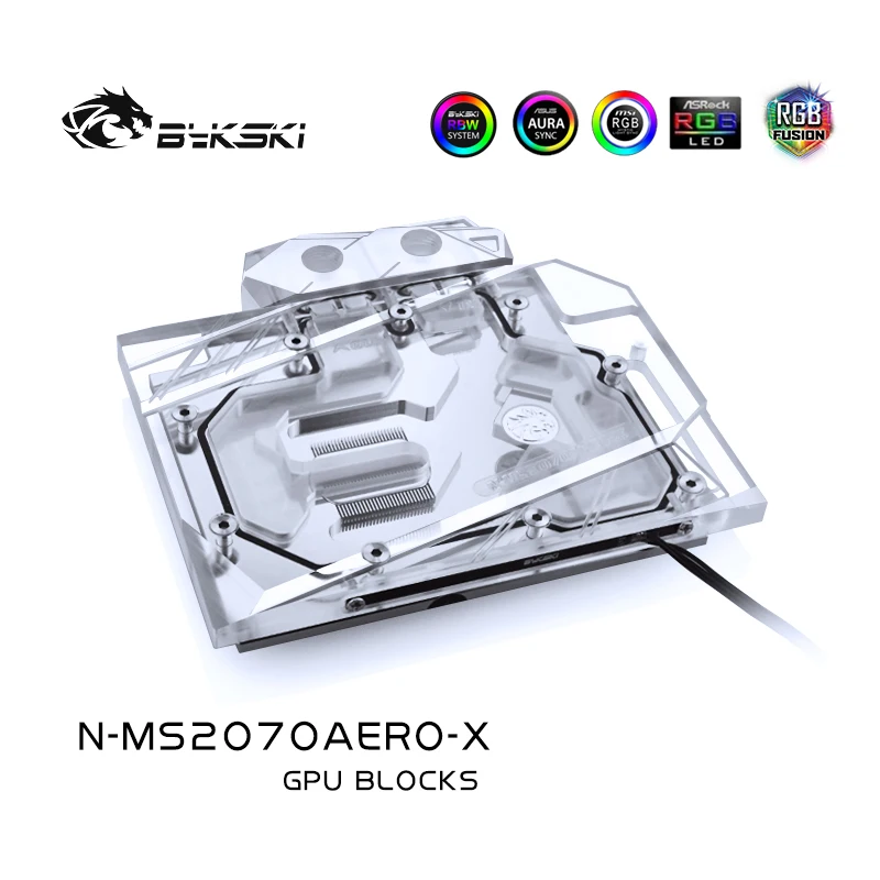 Фото Bykski N-MS2070AERO-X Full Cover Graphics Card Water Cooling Block for MSI RTX 2070 AERO ITX 8G | Компьютеры и офис