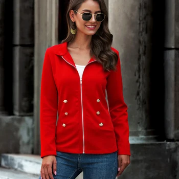 Women Autumn Office Lady Elegant Fashion Clothes Solid-Color Stand-Collar Long-Sleeves Jacket Zipper Opening Outwear Jackets
Women Autumn Office Lady Elegant Fashion Clothes Solid-Color Stand-Collar Long-Sleeves Jacket Zipper Opening Outwear Jackets