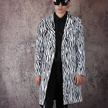 Men Single Button Slim Fit Zebra Pattern Long Suit Jacket Blazer Coat Male Streetwear Hip Hop Stage Show Suit Coat Outerwear
Men Single Button Slim Fit Zebra Pattern Long Suit Jacket Blazer Coat Male Streetwear Hip Hop Stage Show Suit Coat Outerwear