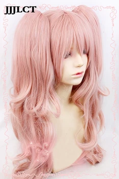 

Wavy Clips Ponytails Heat Resistant Cosplay Costume Wig + Bear Hairpins Danganronpa Dangan-ronpa Junko Enoshima Long Pink Anime