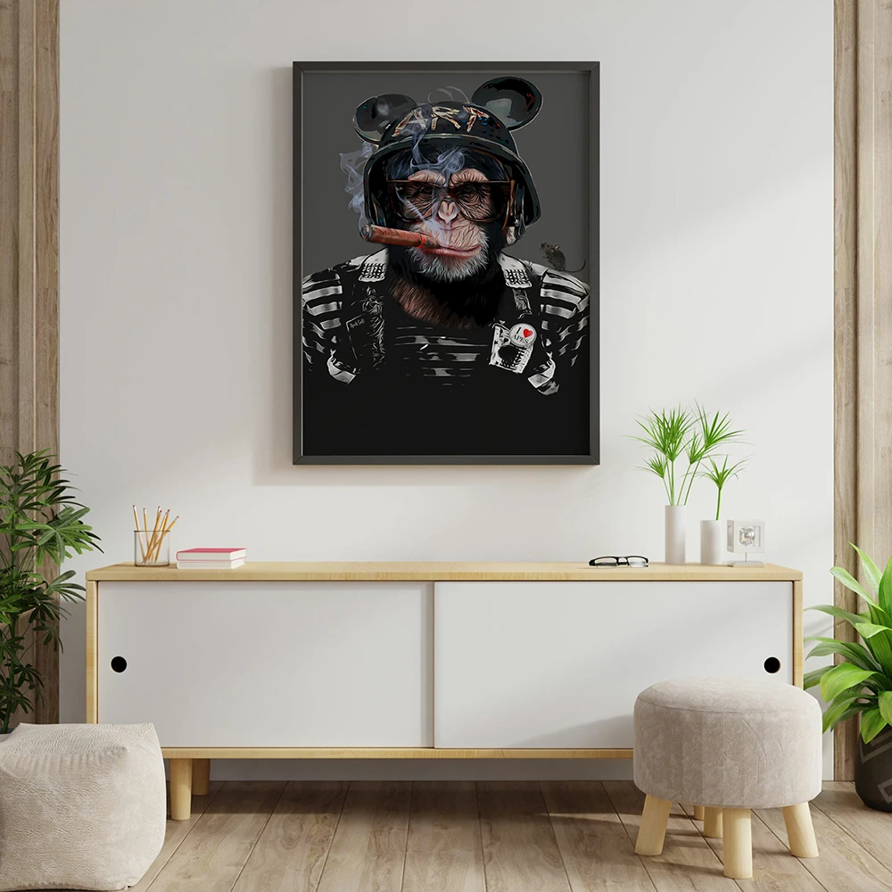 Sergeant Chimp Smoking Poster Wall Art Canvas Print on the Wall Painting Funny Animal Picture for Living Room Home Decoration
Sergeant Chimp Smoking Poster Wall Art Canvas Print on the Wall Painting Funny Animal Picture for Living Room Home Decoration