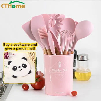 CTHome Silicone Cookware Utensils Wooden Handle Non-Stick Spatula Spoon Turner Soup Ladle Whisk Kitchen Cooking Tools Gadget
CTHome Silicone Cookware Utensils Wooden Handle Non-Stick Spatula Spoon Turner Soup Ladle Whisk Kitchen Cooking Tools Gadget