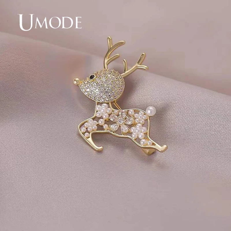 UMODE Pearl Zircon Reindeer Elk Brooches for Women Wedding Banquet Animal Broches Jewelry Lapel Pin Bijoux Christmas Gift UX0073
UMODE Pearl Zircon Reindeer Elk Brooches for Women Wedding Banquet Animal Broches Jewelry Lapel Pin Bijoux Christmas Gift UX0073