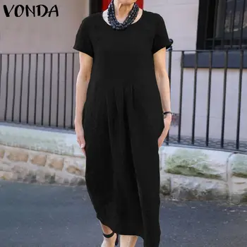 Short Sleeve Dress VONDA 2020 Vintage Office Ladies Mid-Calf Dress Casual Loose Vestidos Bohemian Summer Sundress Plus Size Robe
Short Sleeve Dress VONDA 2020 Vintage Office Ladies Mid-Calf Dress Casual Loose Vestidos Bohemian Summer Sundress Plus Size Robe