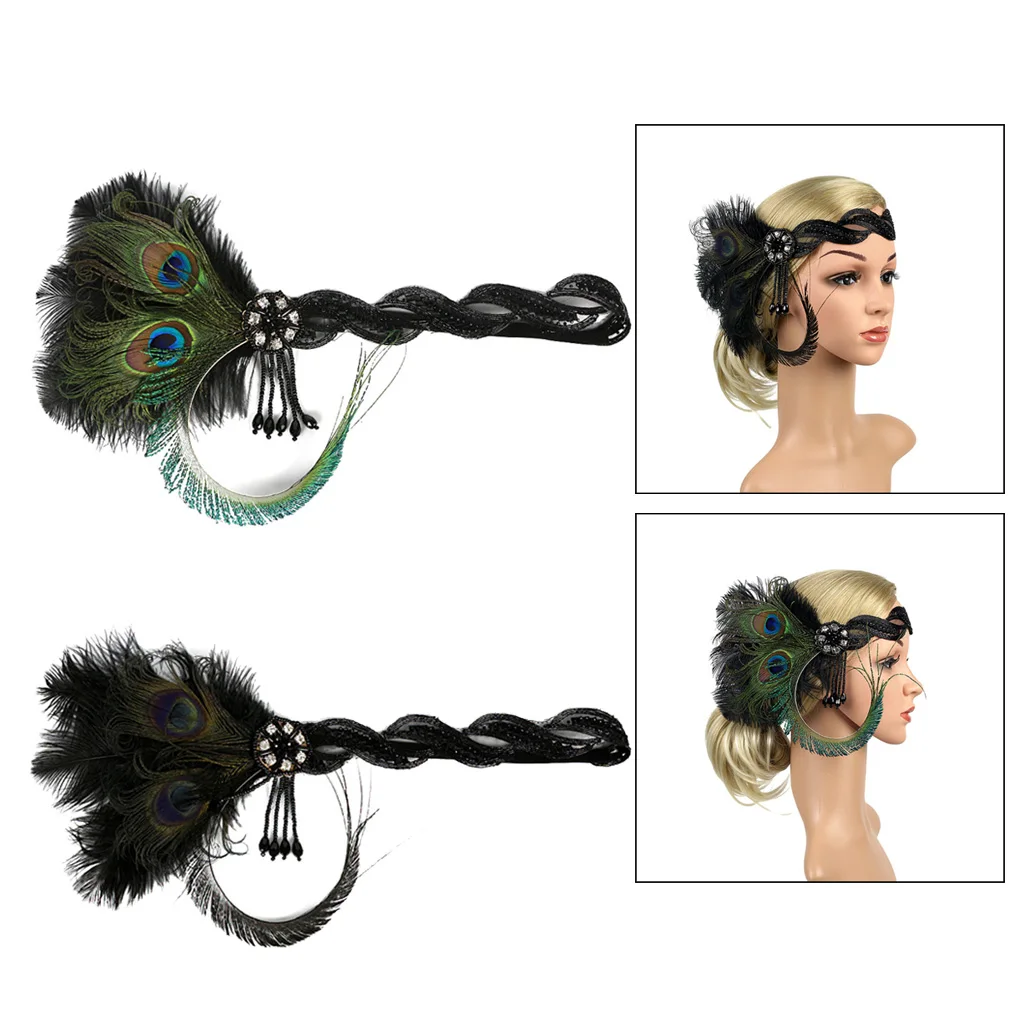 Colorful Headband Peacock Feather Girl Makeup Party Hair Decor Colorful Headband Peacock Feather Girl Makeup Party Hair Decor