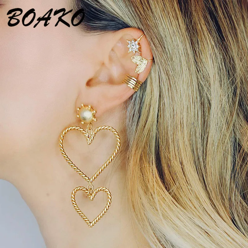 boako korean fashion big hollow love heart dangle