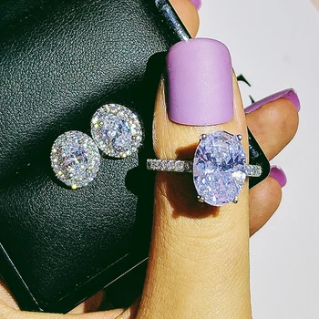 925 Sterling Silver Jewelry set halo Engagement ring round stud earring for Wedding Valentine's Day gift Christmas J5566
925 Sterling Silver Jewelry set halo Engagement ring round stud earring for Wedding Valentine's Day gift Christmas J5566