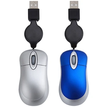 2 Pcs Mini Usb Wired Mouse Retractable Cable Tiny Small Mouse 1600 Dpi Optical Compact Travel Mice- Silver & Blue 
2 Pcs Mini Usb Wired Mouse Retractable Cable Tiny Small Mouse 1600 Dpi Optical Compact Travel Mice- Silver & Blue