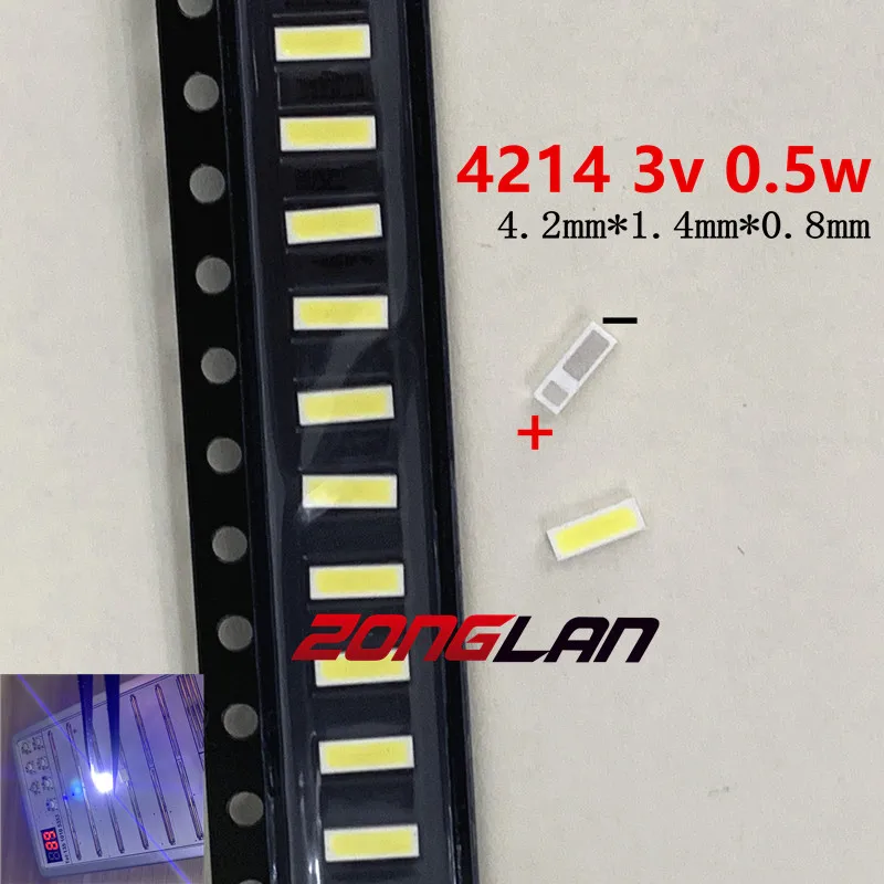 50PCS For SHARP LED TV Application LCD Backlight for Middle Power 0.5W 3V 4214 Cool white | Освещение