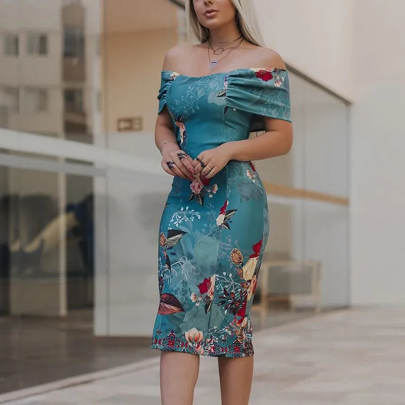 Summer Floral Printed Office Midi Dress Women Sexy Off Shoulder Vintage Bodycon Dress Elegant Work Tunic Party Dress
Summer Floral Printed Office Midi Dress Women Sexy Off Shoulder Vintage Bodycon Dress Elegant Work Tunic Party Dress