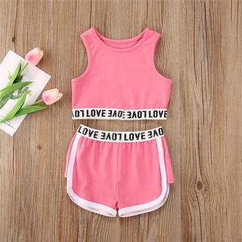 Fashion Toddler Kid Baby Girl Clothes Sets Pink Letter Sleeveless Tops+Short Pants Outfits 2pcs Set Summer
Fashion Toddler Kid Baby Girl Clothes Sets Pink Letter Sleeveless Tops+Short Pants Outfits 2pcs Set Summer