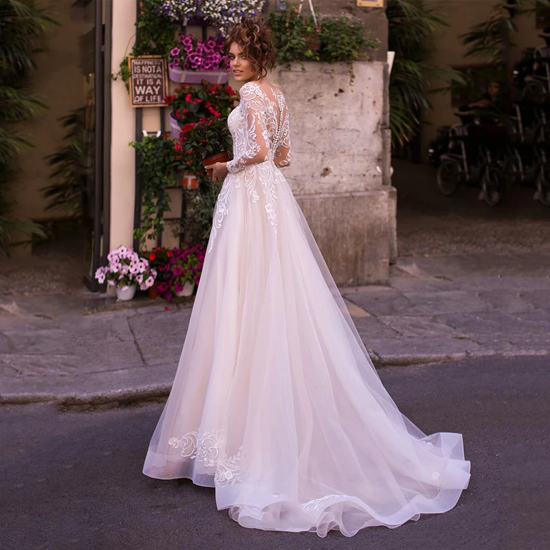 Smileven Long Sleeve Lace Princess Wedding Dress A Line Popular Appliques Bride Dresses 2020 Robe De Mariee
Smileven Long Sleeve Lace Princess Wedding Dress A Line Popular Appliques Bride Dresses 2020 Robe De Mariee