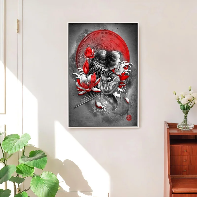 Холщовый плакат Arowana Dragon Fish в японском стиле bushido sakura | Дом и сад