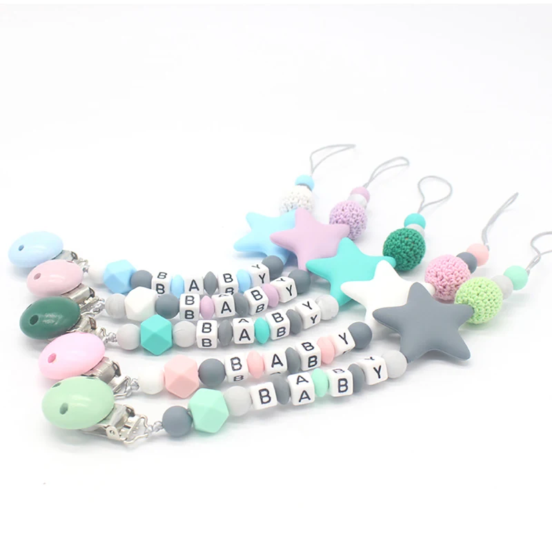 Handmade Pacifier Clips Holder Chain Silicone Pacifier Chains Five Star Baby Teether Teething Chain Accessories
Handmade Pacifier Clips Holder Chain Silicone Pacifier Chains Five Star Baby Teether Teething Chain Accessories