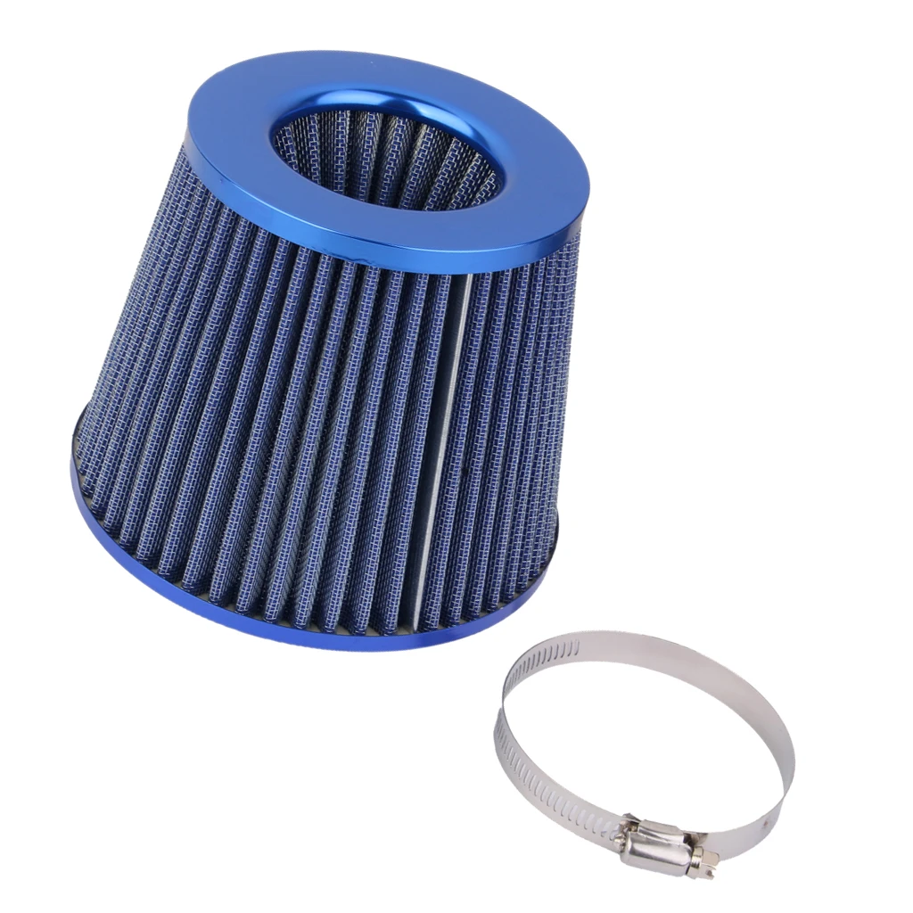 76mm Performance High Flow Cold Air Intake Cone Replacement Dry Filter -Blue 76mm Performance High Flow Cold Air Intake Cone Replacement Dry Filter -Blue