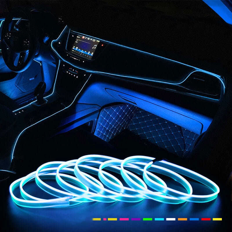 

3M/5m Car Neon LED Light Interior Lighting Garland Wire EL Wire Rope Tube Ambient LED Strip Decoration Flexible Tube Auto Led