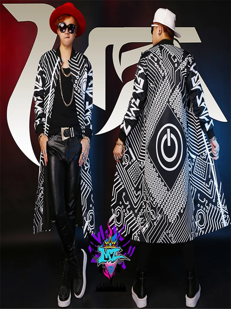 Фото New winter male design loose long overcoat outerwear 2021 The singer's clothing | Мужская одежда