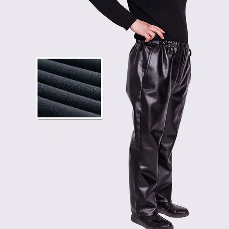 Men PU Pants Warm Trousers Loose Straight Windproof Warm Waterproof Work Wear Overalls Black
Men PU Pants Warm Trousers Loose Straight Windproof Warm Waterproof Work Wear Overalls Black