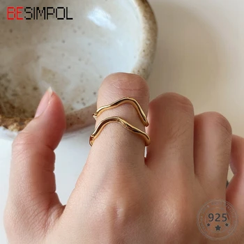 Besimpol Real 925 Sterling Silver Rings Simple Hollow-out Curved Line Adjustable Ring For Women Minimalist Fine Jewelry Gift
Besimpol Real 925 Sterling Silver Rings Simple Hollow-out Curved Line Adjustable Ring For Women Minimalist Fine Jewelry Gift