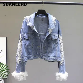 Light Blue Denim Coat Women Spring Autumn 2019 New Fashion Lace Stitching Flower Embroidery Loose Short Denim Jacket Girls Lady
Light Blue Denim Coat Women Spring Autumn 2019 New Fashion Lace Stitching Flower Embroidery Loose Short Denim Jacket Girls Lady