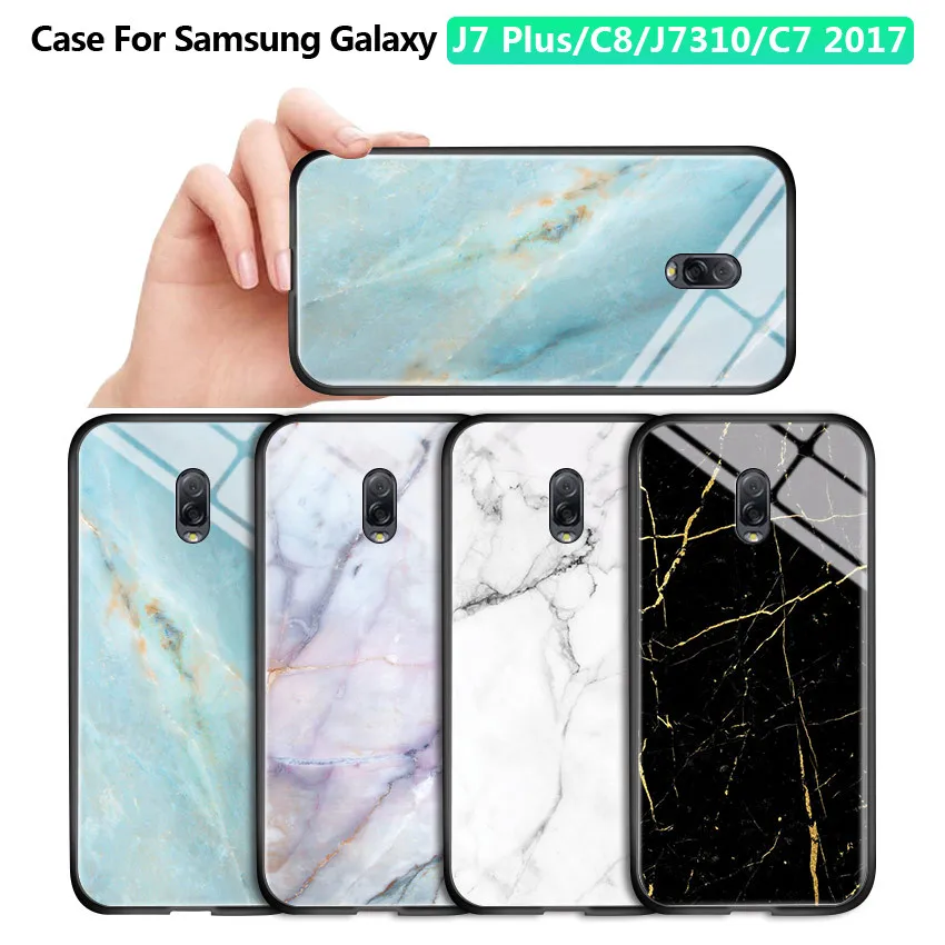 Роскошный глянцевый чехол с мраморным узором для Samsung Galaxy J7 Plus C8 J7310 C7 2017 защитный