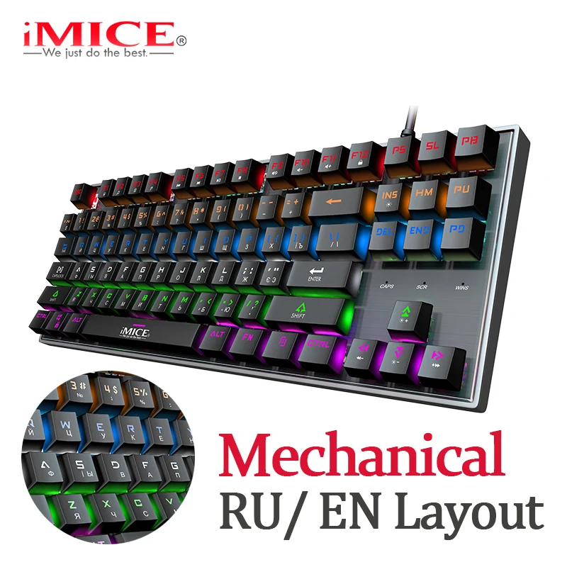 Фото Механическая клавиатура с подсветкой игровая русская RGB геймер для компьютера | Клавиатуры (4000599146062)