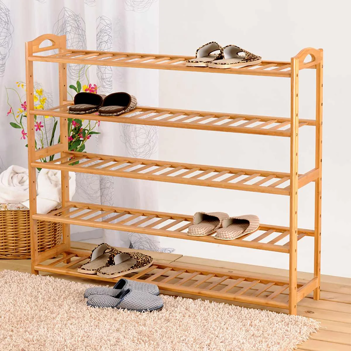 Bamboo Doorway Shoe Rack Simple And Economical Shoe Cabinet Dormitory Space-saving Storage Shoe Rack Storage Rack