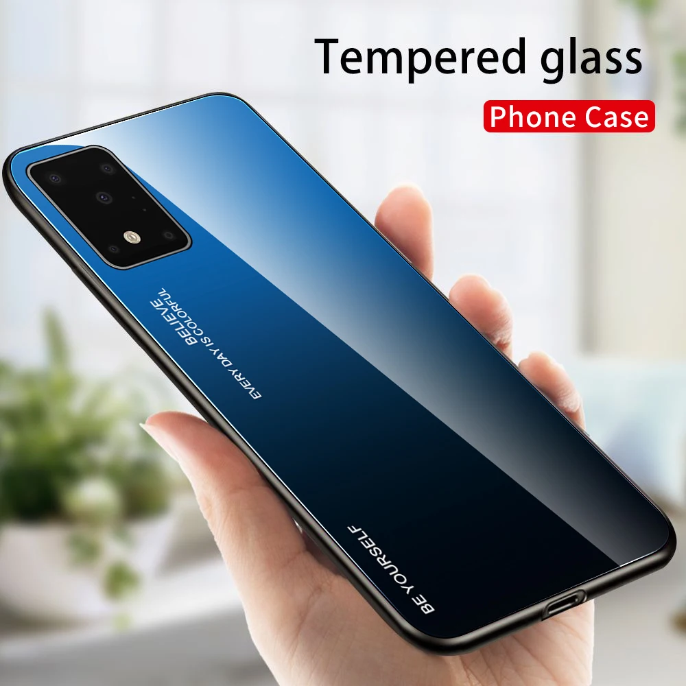 Роскошный чехол для телефона из закаленного стекла samsung Galaxy Note 10 Pro A80 A70 A60 A50 A40 A30 A20