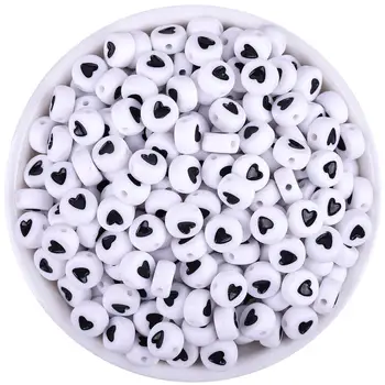 100Pcs White With Black Heart Acrylic Alphabet/Letter Round Beads For Jewelry Making 4x7mm
100Pcs White With Black Heart Acrylic Alphabet/Letter Round Beads For Jewelry Making 4x7mm