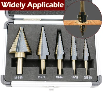 5pcs Step Drill Bit Set Hss Cobalt Multiple Hole Cobalt Titanium Conical Carbide Drill Perforator Hole 50 Sizes Cutter Tool
5pcs Step Drill Bit Set Hss Cobalt Multiple Hole Cobalt Titanium Conical Carbide Drill Perforator Hole 50 Sizes Cutter Tool
