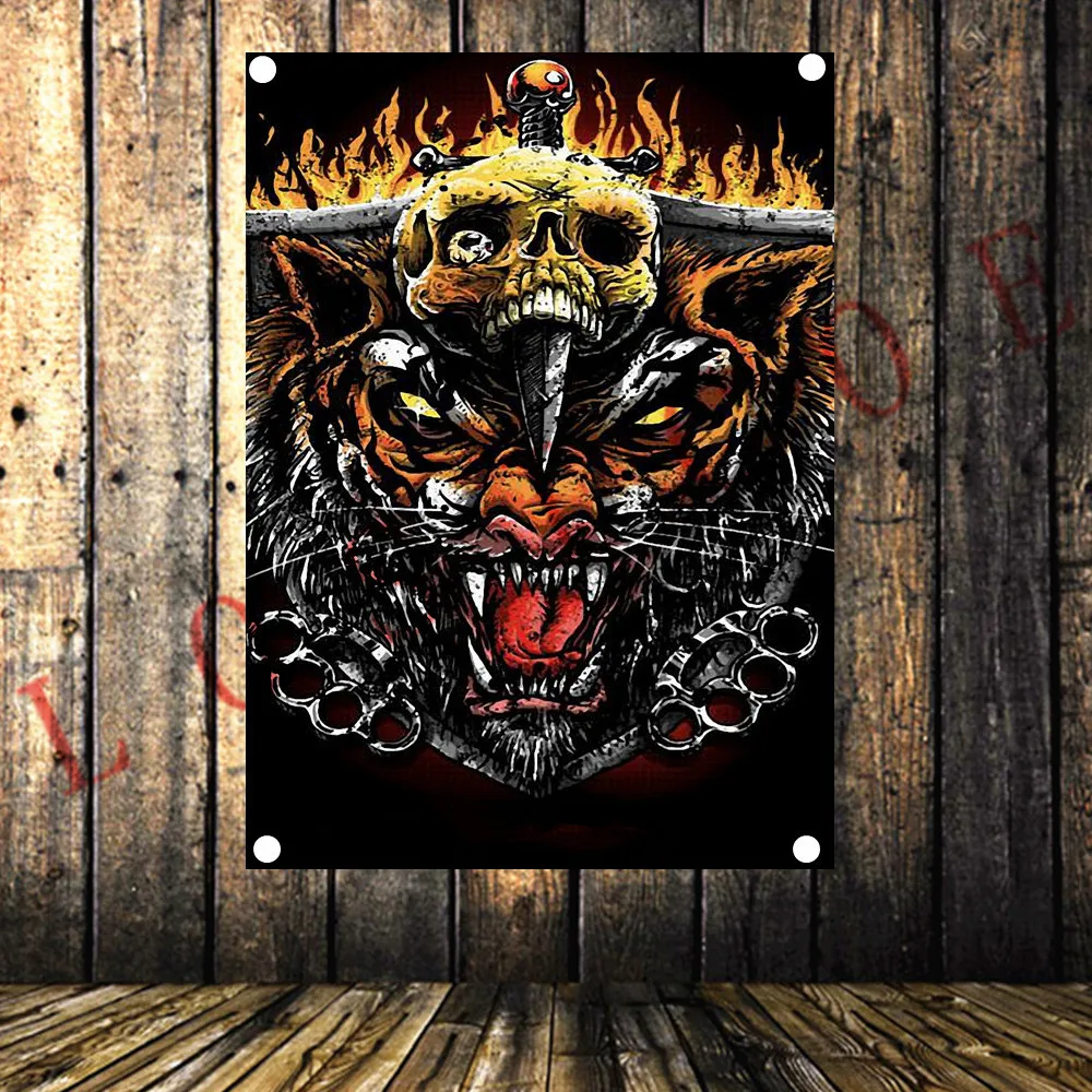 Фото It is Disgusting! Creative Tattoo Rock Heavy Metal Music Flags Banners Canvas Painting Tapestry Halloween Gift Decoration | Дом и сад