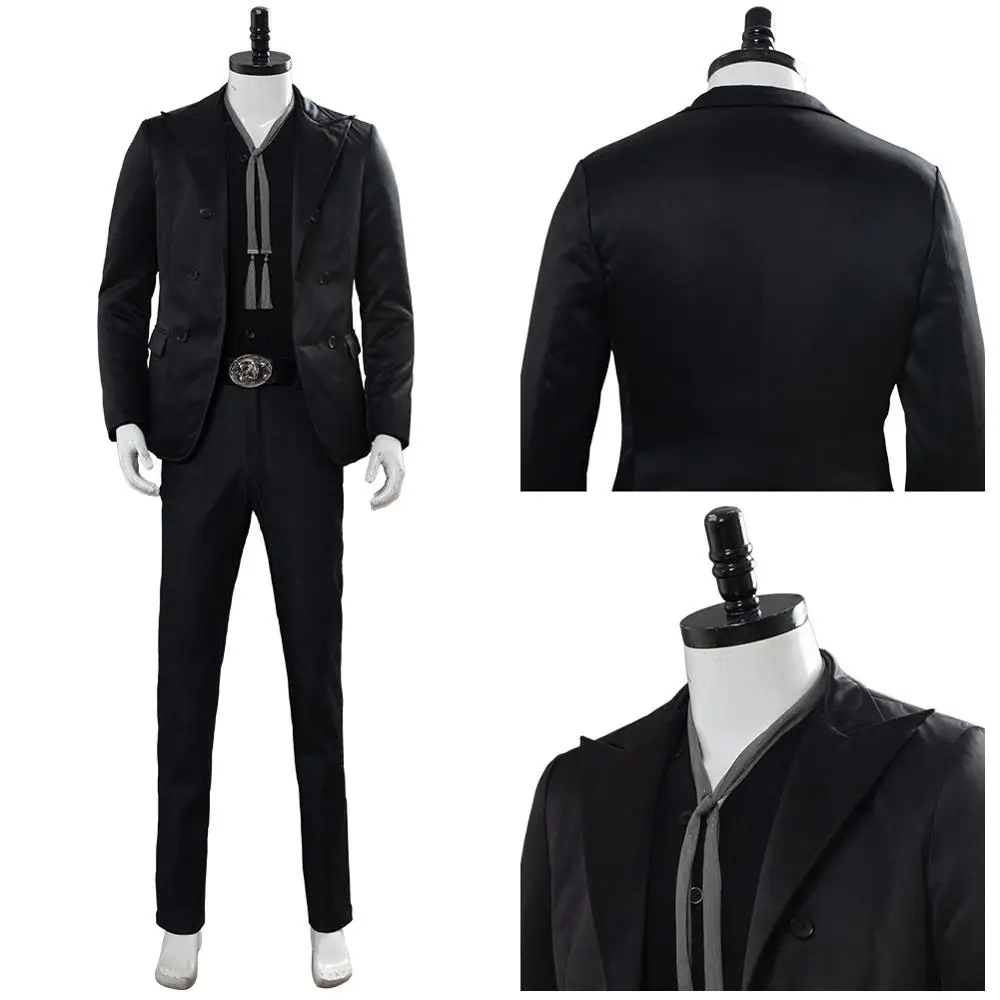 

TV Series Good Omens Cosplay Devil Crowley Costume Black Suit Uniform Outfit Men Women Halloween Carnival Costume Full Set Adult