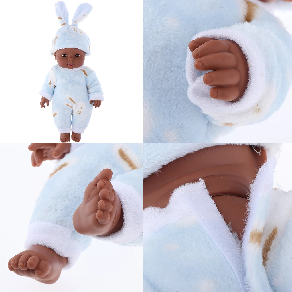 12inch African American Unisex Reborn Baby Dolls with Clothes Newborn Baby Black Skin Soft Vinyl Body Dolls Kids Education Toy 12inch African American Unisex Reborn Baby Dolls with Clothes Newborn Baby Black Skin Soft Vinyl Body Dolls Kids Education Toy