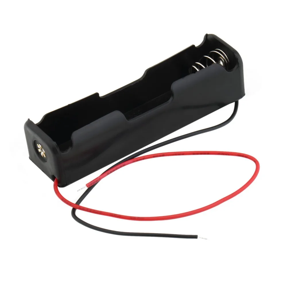 

New arrival 1pc Brand New Hard Plastic Battery Case Holder Storage Box for 1 x 18650 3.7V Black with 6" Wire Leads