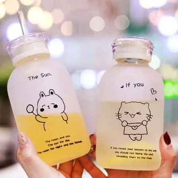 480ml Matte Glass Sippy Bottle Simple Double Lids Straw Cup with Scale for Milk Tea Juice Cute Portable Water Bottles Drinkware
480ml Matte Glass Sippy Bottle Simple Double Lids Straw Cup with Scale for Milk Tea Juice Cute Portable Water Bottles Drinkware
