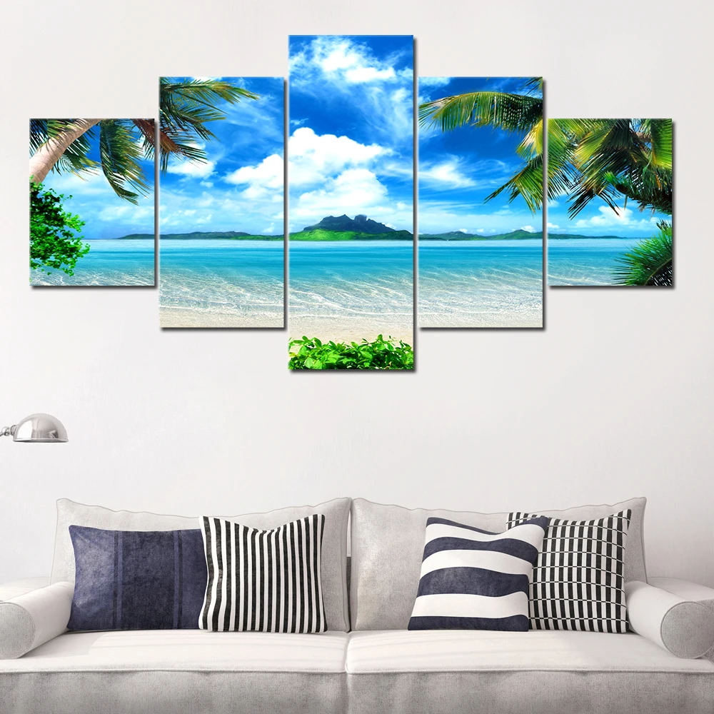 HD Print Canvas Wall Art Pictures Modern Living Room 5 Panel Beach Blue Palm Trees Decor Poster 5 Pieces Painting Frame
HD Print Canvas Wall Art Pictures Modern Living Room 5 Panel Beach Blue Palm Trees Decor Poster 5 Pieces Painting Frame