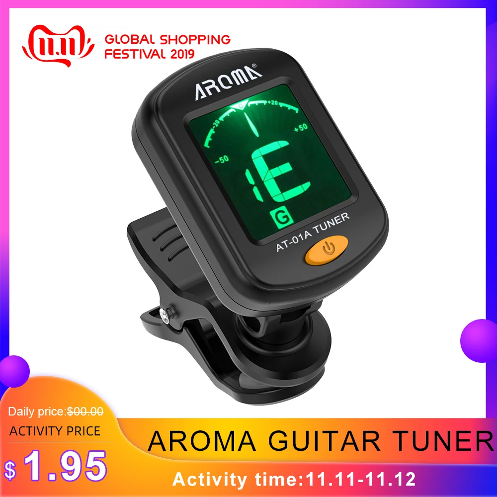 AROMA Digital Guitar Tuner Mini Clip-on 360 Rotating LCD High Sensitivity Tuning for Bass Ukulele Guitar Accessories AT-101
AROMA Digital Guitar Tuner Mini Clip-on 360 Rotating LCD High Sensitivity Tuning for Bass Ukulele Guitar Accessories AT-101