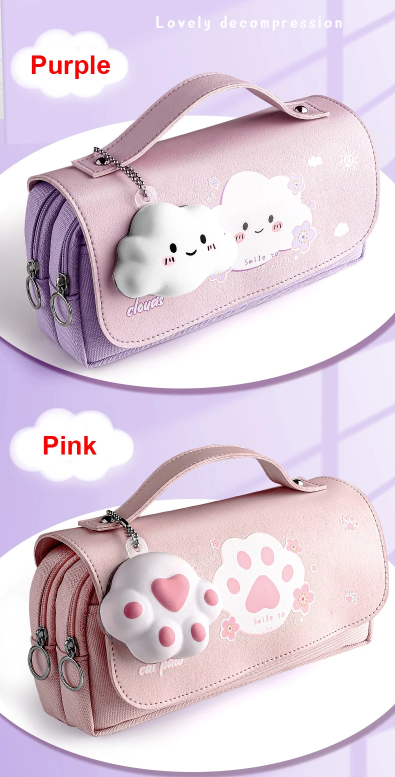Large Capacity Kawai Pencil Bags Cute Pencil Case Stationery Bags Relieve  Stress For Primary School Students Girl Portable Lace