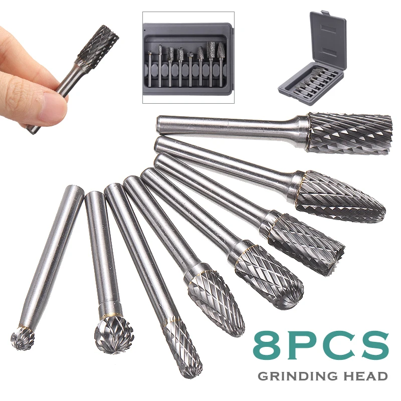 8pcs Tungsten Carbide Milling Cutter Rotary Tool Burrs Set CNC Engraving Abrasive Tools Metalworking Milling Polishing Bit
8pcs Tungsten Carbide Milling Cutter Rotary Tool Burrs Set CNC Engraving Abrasive Tools Metalworking Milling Polishing Bit