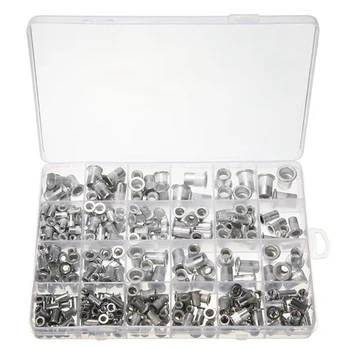 

300 Pcs Rivet Nut Kit Insert Reveting Multi Size Nutsert Kit Rivnut Nutsert Assort (150Pcs Metric+150Pcs SAE)